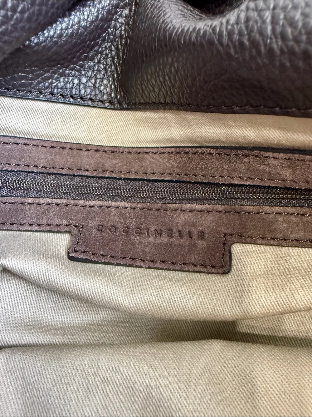 Coccinelle Suede & Leather Convertible Shoulder Crossbody Bag Brown Gold Italy